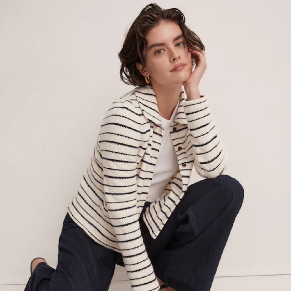 Madewell Navy and Cream Striped Knit